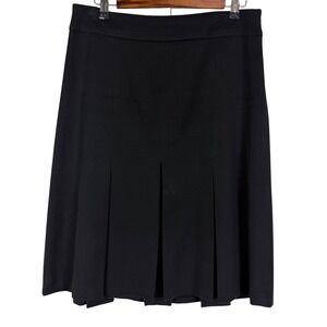 DKNY Women's 8 Black Wool Blend Pleated A-Line Skirt Italy